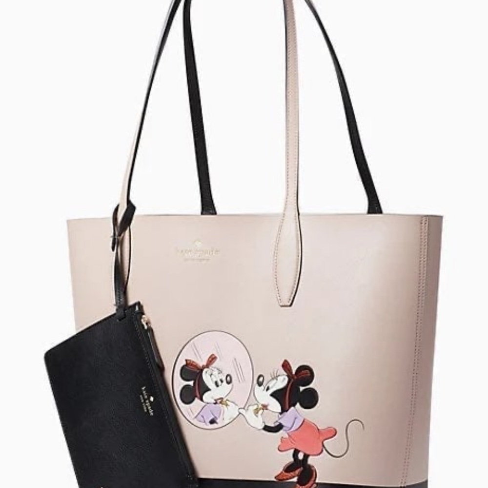 Kate Spade Pink and Black Tote with Minnie Mouse Design